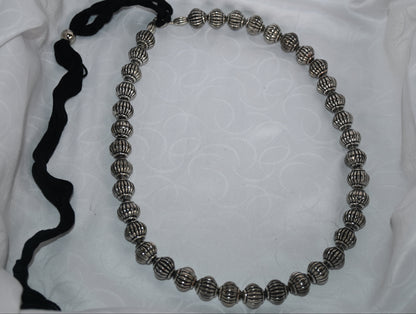 Textured Silver Bead Necklace