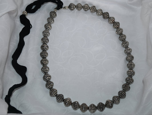 Textured Silver Bead Necklace