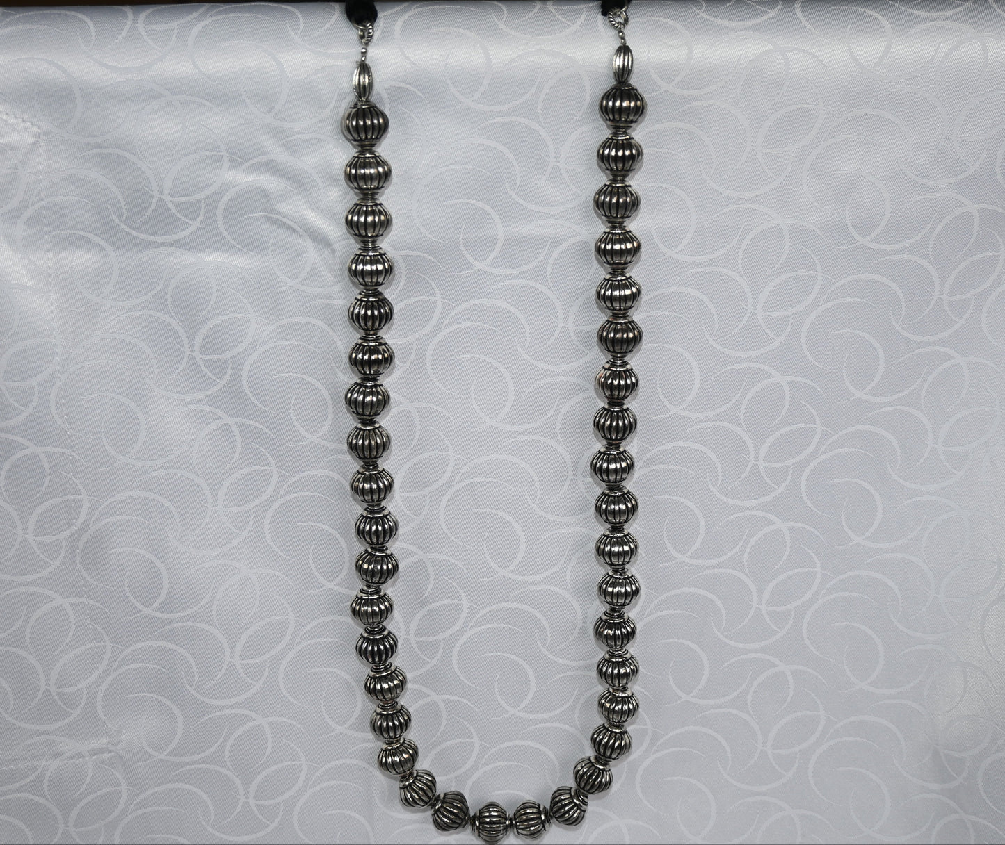 Textured Silver Bead Necklace