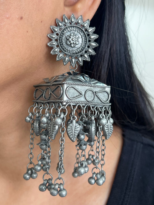 Boho Oxidised Dangler Earrings