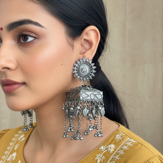Boho Oxidised Dangler Earrings