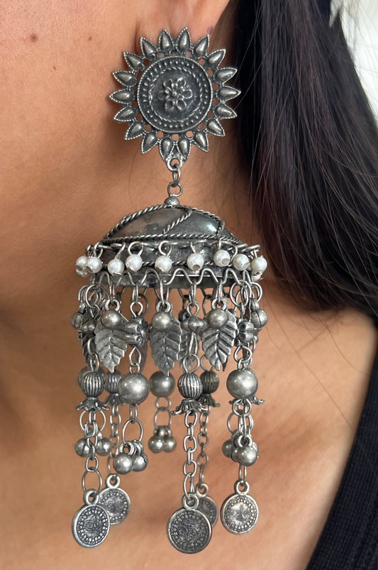 Boho Oxidised Jhumka earrings