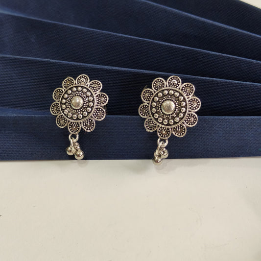 Antique Floral Oxidised Toe Ring (Adjustable)