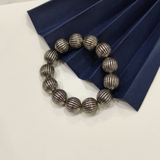 Vintage Ribbed Beads Oxidised Bracelet