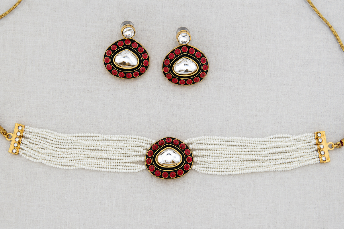 Royal Pearl Kundan Choker Set