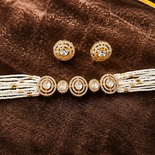 Moissanite pearl choker