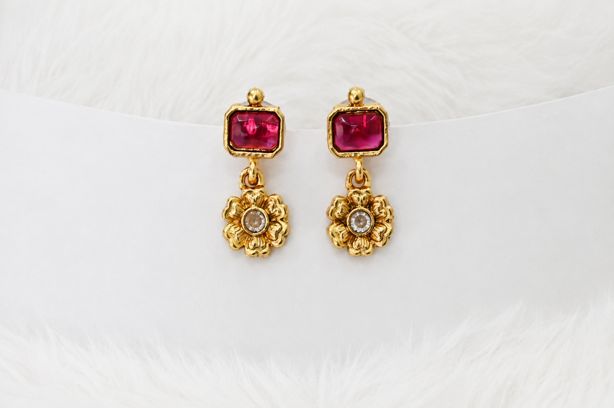 Ruby Floral Choker Necklace Set