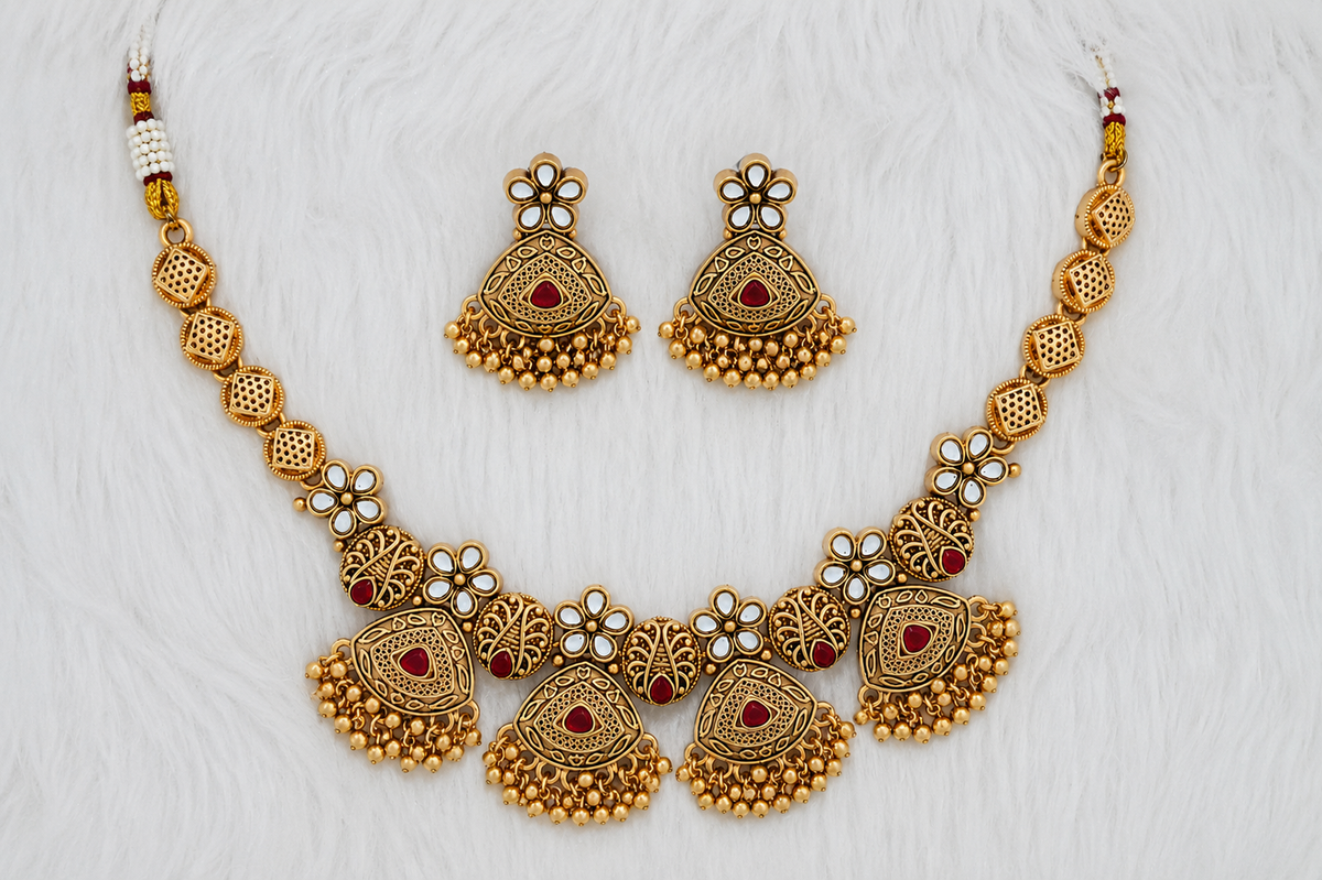 Antique Gold-Plated Temple Necklace Set