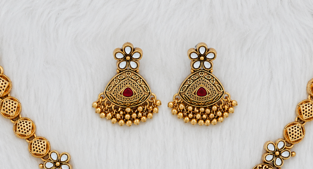 Antique Gold-Plated Temple Necklace Set