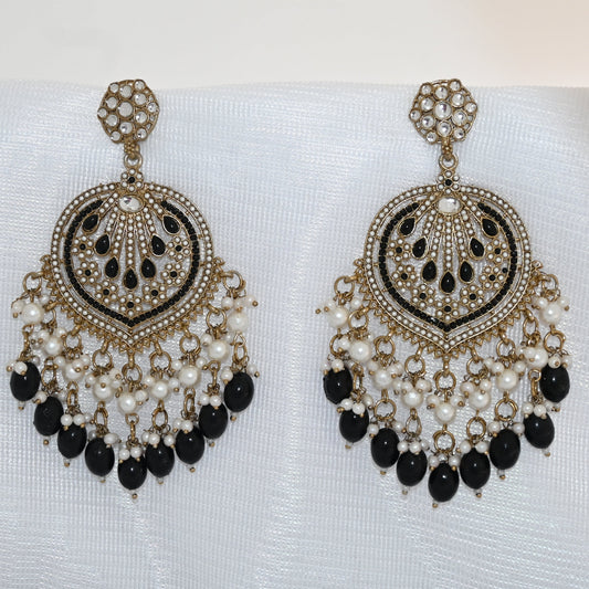 Black Pearl Chandbali Earrings