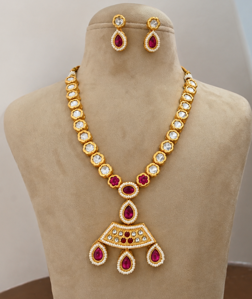 Ruby Drop Moissanite Necklace set