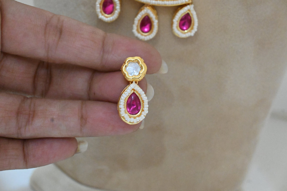 Ruby Drop Moissanite Necklace set