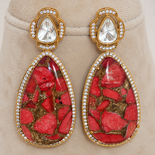 Red Firestone Moissanite Earrings