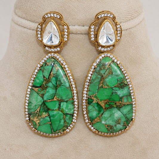 Emerald Firestone Moissanite Earrings