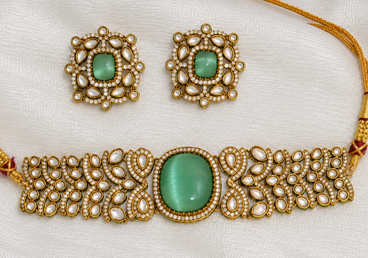Mint Green Kundan Choker Set