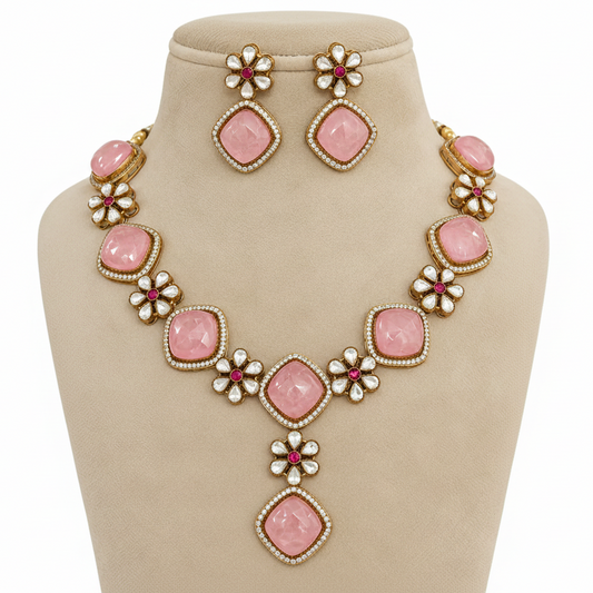 Rose Radiance Moissanite Necklace Set