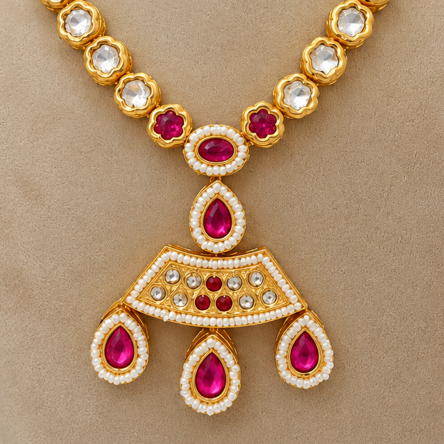 Ruby Drop Moissanite Necklace set