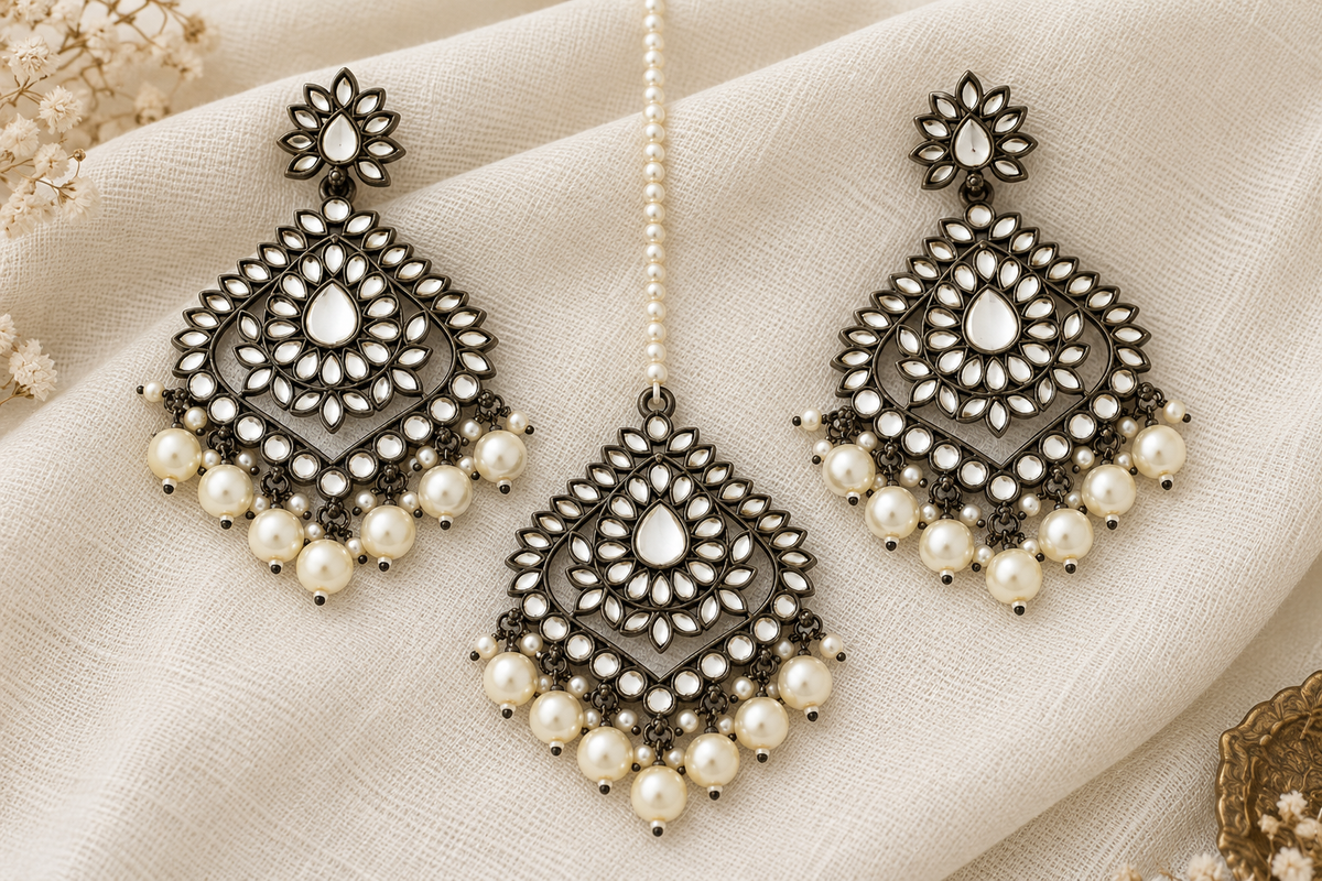 Meenakshi Kundan Choker Necklace set with tika