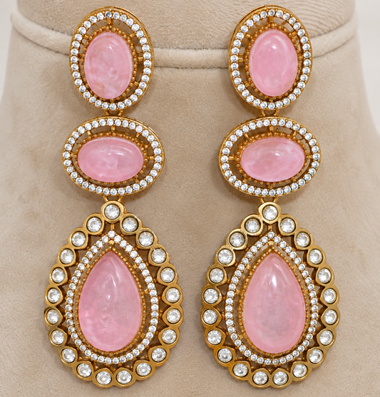 Blush Pink Kundan Drop Earrings