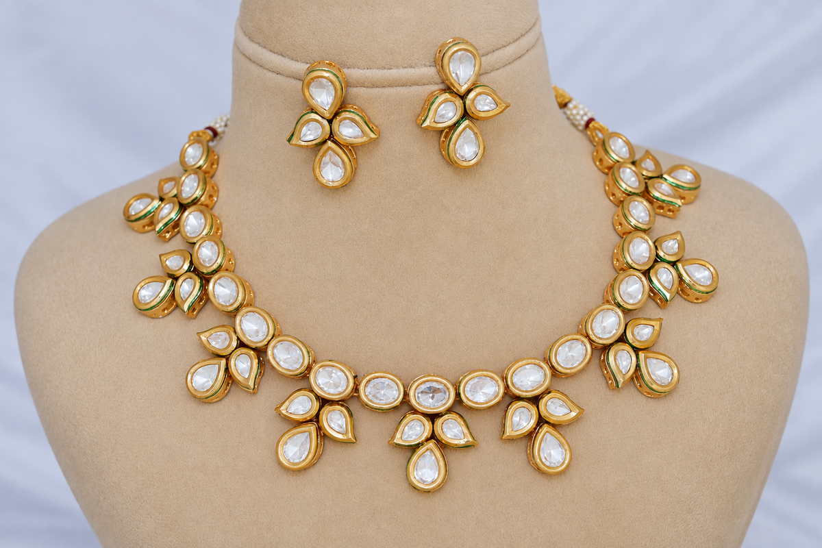 Leaf moissanite necklace set