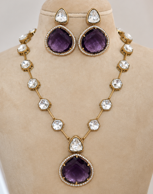 Purple Glow Moissanite Necklace Set