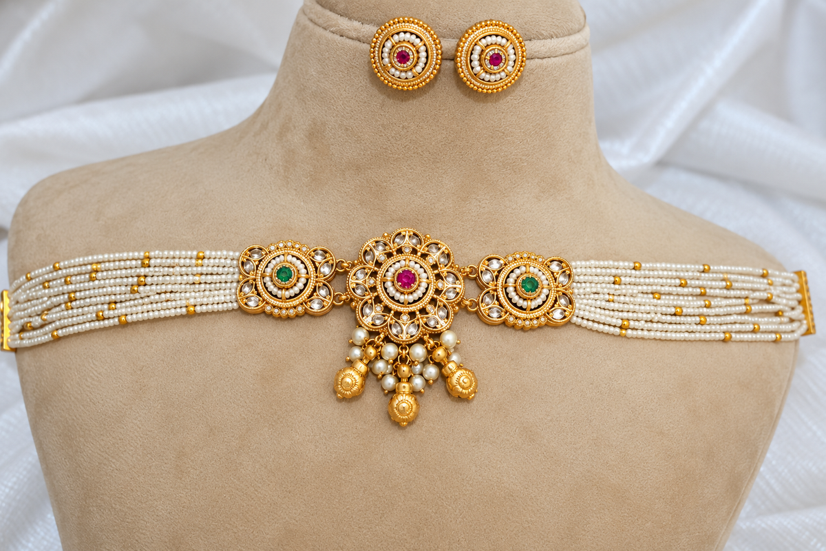 Swarovski Pearl  Choker Necklace Set
